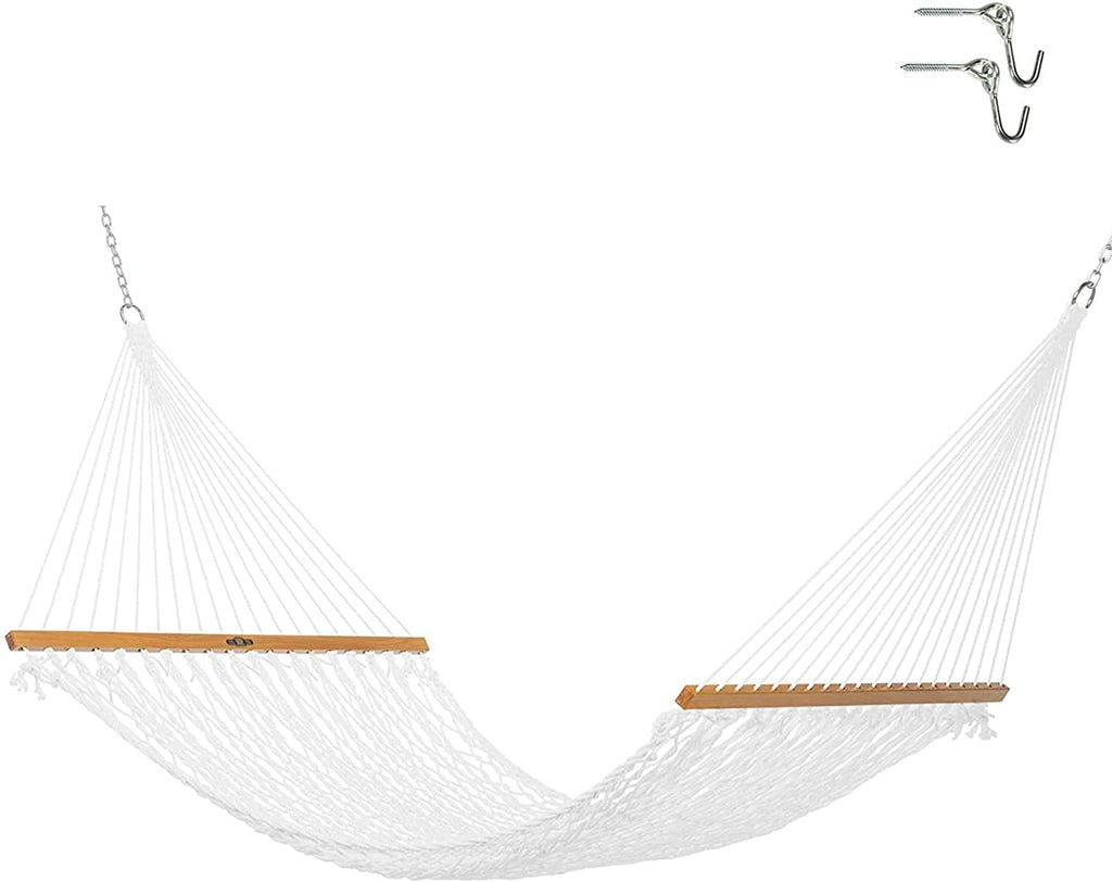 Original Pawleys Island Large Oatmeal DuraCord Rope Hammock – 13 ft. x 55 in., 2-Person, 450 lb Capacity, Oak Spreader Bar, Zinc-Plated Hardware, Handcrafted in the USA