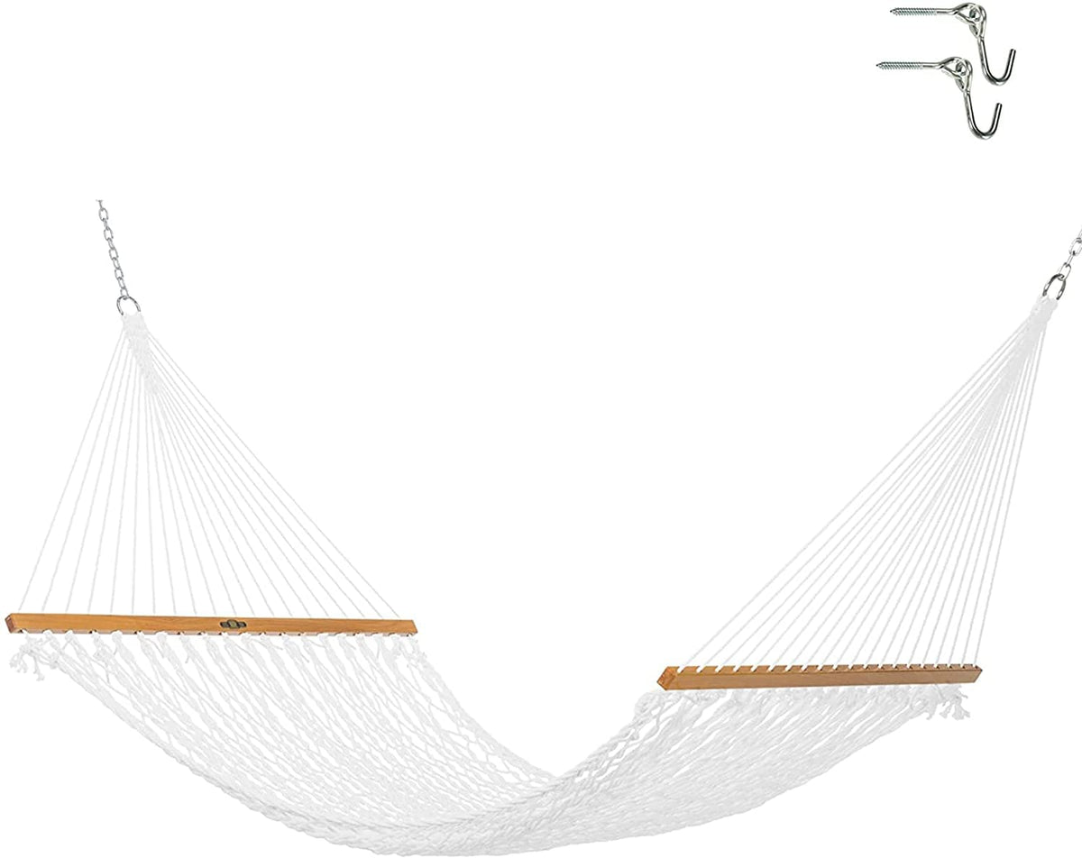 Original Pawleys Island Large Oatmeal DuraCord Rope Hammock – 13 ft. x 55 in., 2-Person, 450 lb Capacity, Oak Spreader Bar, Zinc-Plated Hardware, Handcrafted in the USA
