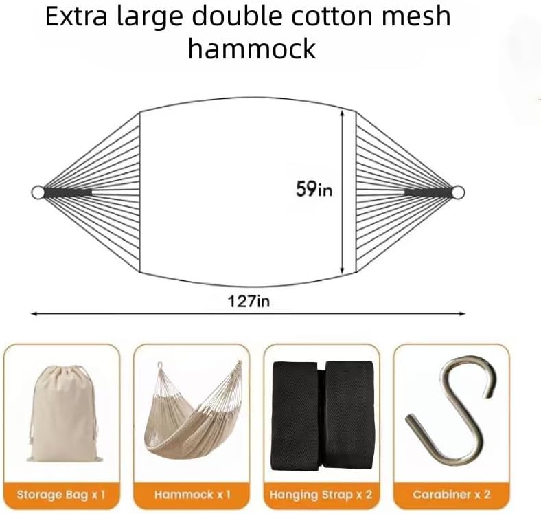 WjrnlfdHammock 79 * 59in550lbs 2Person Cotton Rope Outdoor Camping Hammock