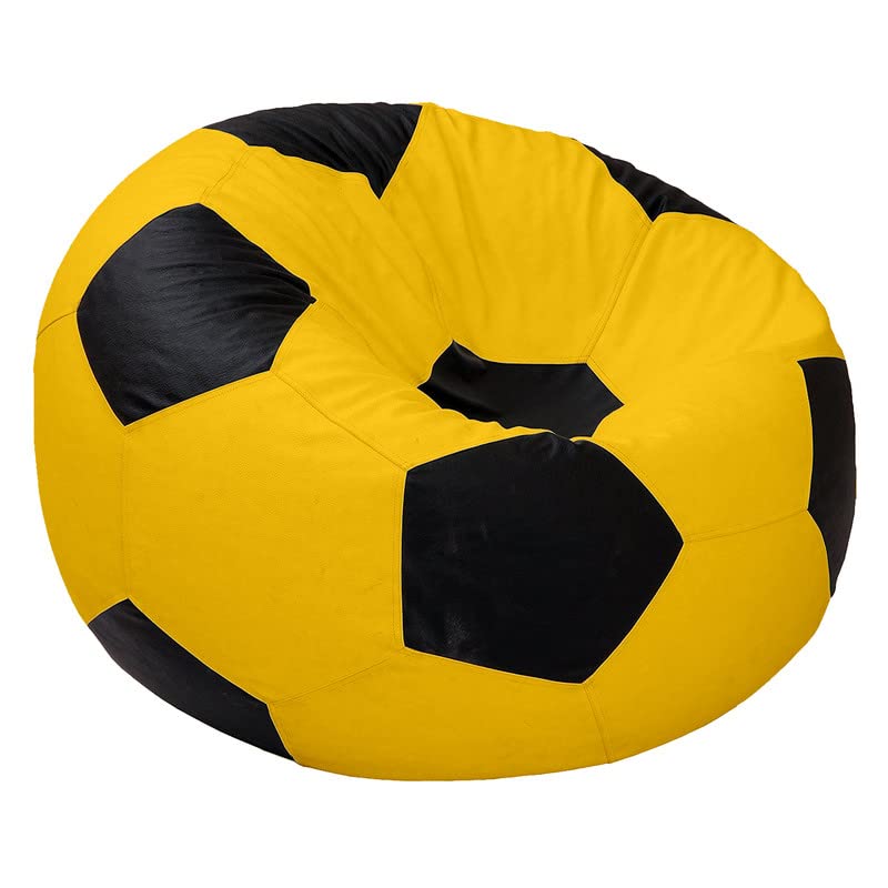 Ample Decor Bean Bag Cover (Filler Not Included), Plush Toys Storage Soft Leatherette, Durable Construction Sturdy Zipper, Ideal for Children and Teenagers - Yellow