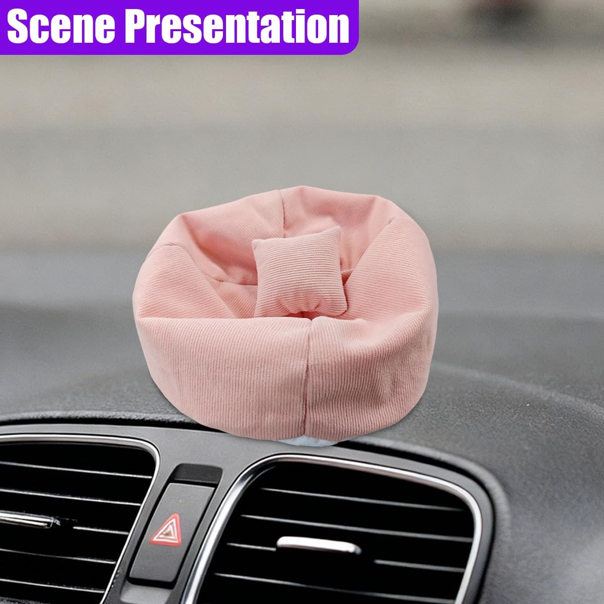 Toy Bean Bag Chair Car Dashboard Decoration, Mini Soft Automotive Lazy Sofa Ornament with Pillows, Cute Vehicle Interior Puppet Seat Accessories for Display Toy (Pink)