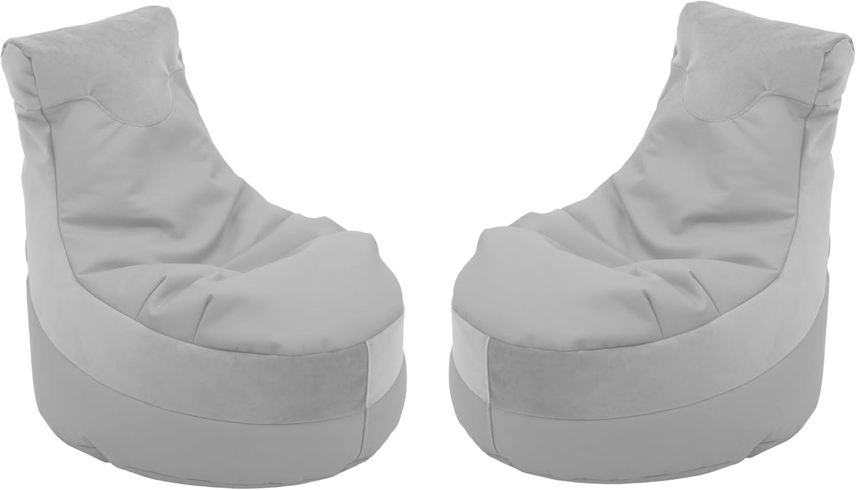 FDP Everyday Trendy Microfiber and Faux Leather Bean Bag, 2-Pack - Sterling