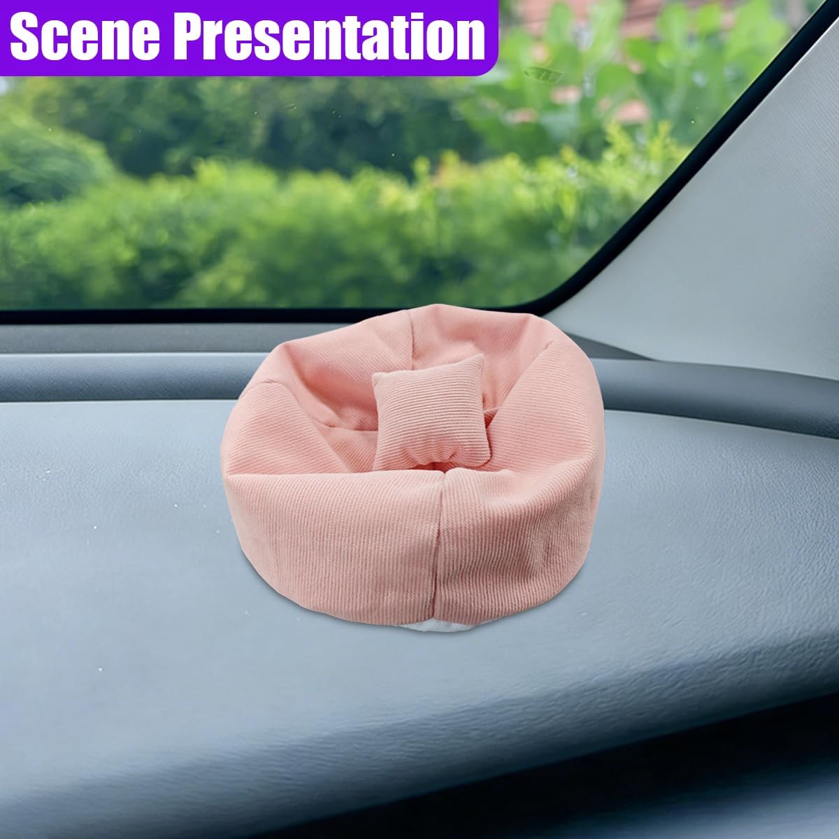 Toy Bean Bag Chair Car Dashboard Decoration, Mini Soft Automotive Lazy Sofa Ornament with Pillows, Cute Vehicle Interior Puppet Seat Accessories for Display Toy (Pink)
