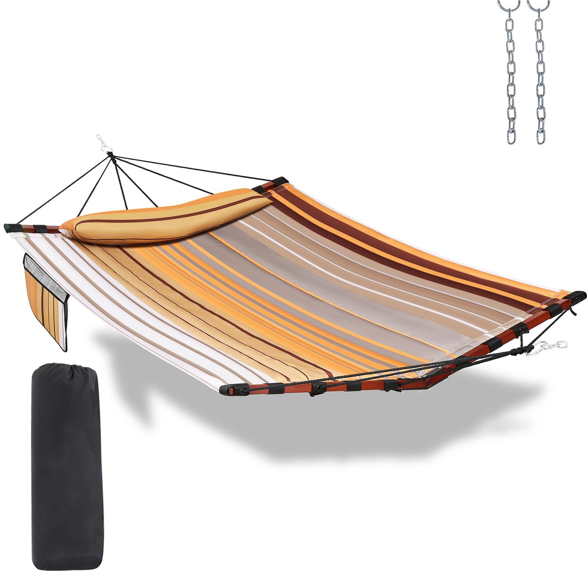 TegerDeger 12FT 2 Person Hammock with Stand V-Shape Spreader Bar - Beige