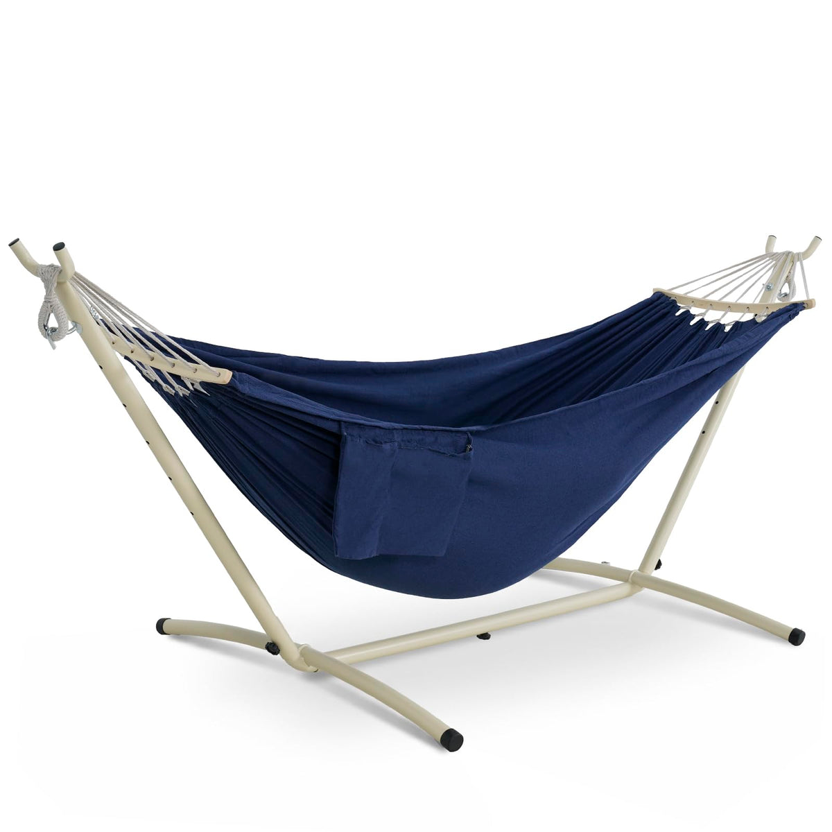 Lazy Daze Portable Hammock with Stand, Free Standing Hammocks for Indoor Outdoor Patio Yard, Has a Carrying Bag and Pillow, 9ft Steel Hamacas Heavy Duty 2 Person Amaca 450 lbs Capacity(White)