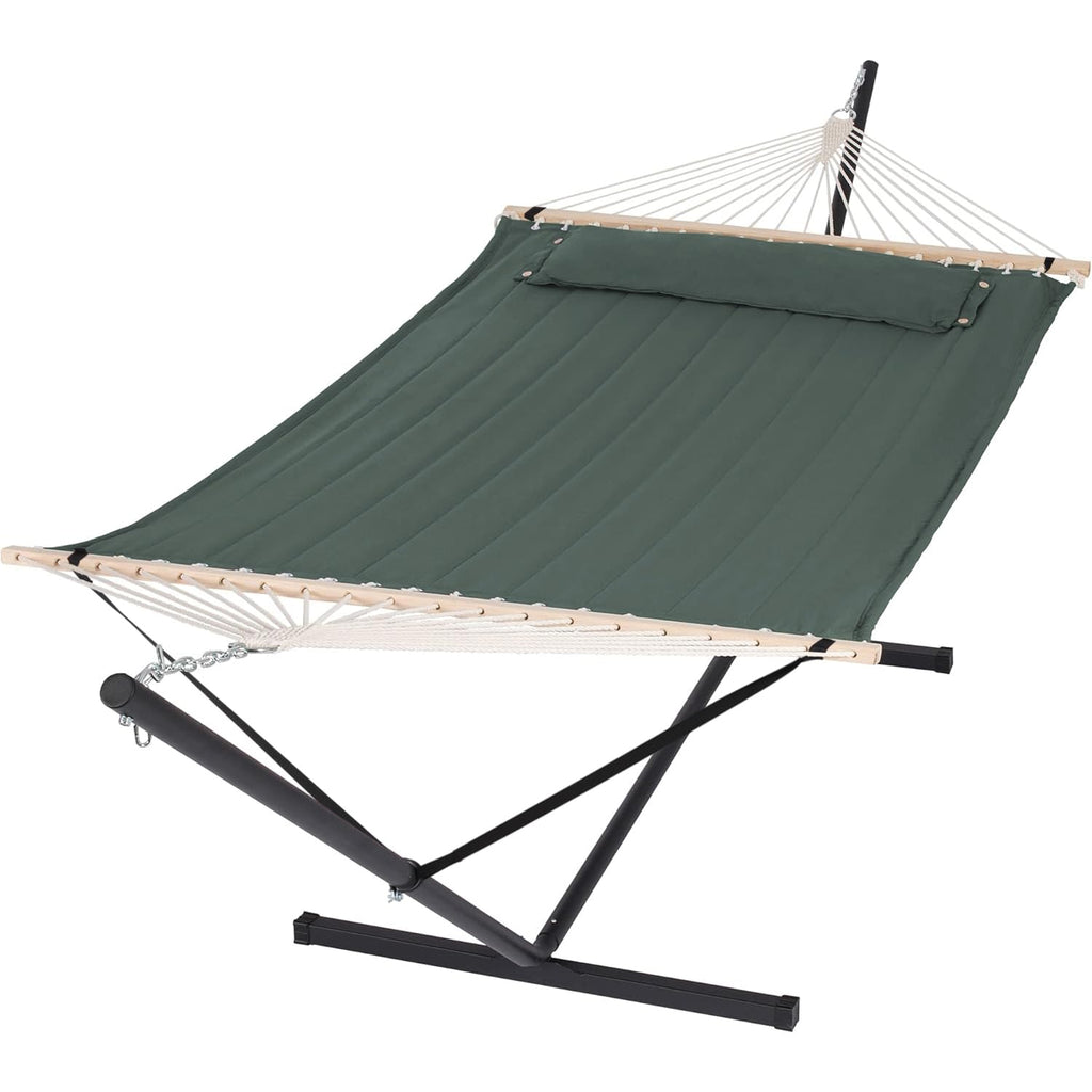 SUNCREAT Extra Large Double Hammock with Stand, 475lbs Capacity, Grey