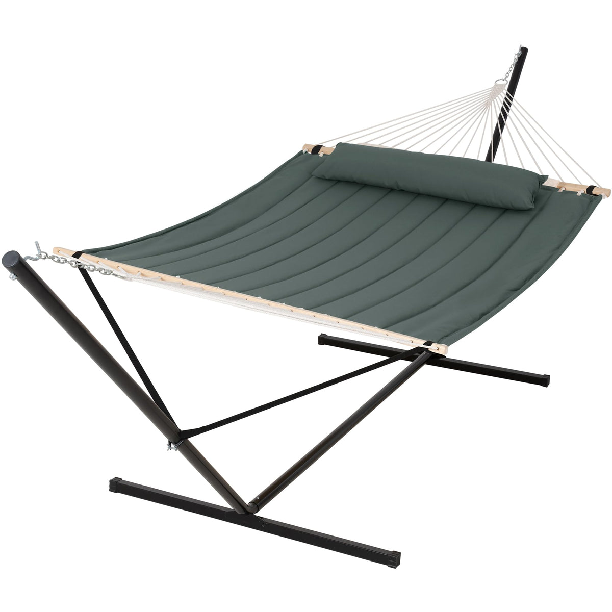SUNCREAT Extra Large Double Hammock with Stand, 475lbs Capacity, Grey