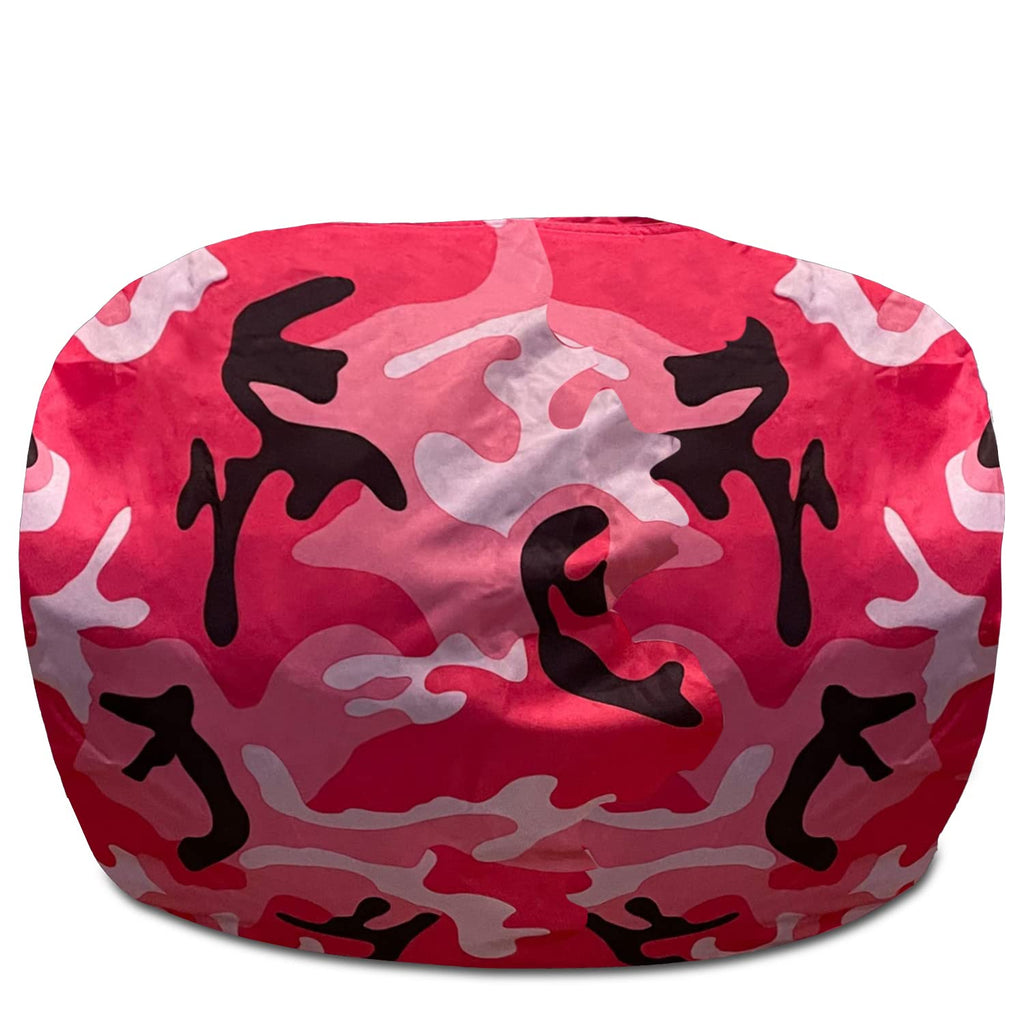 Posh Creations Structured Comfy Bean Bag Chair for Gaming, Reading, and Watching TV, Malibu Lounge, Canvas - Forest Critters on White