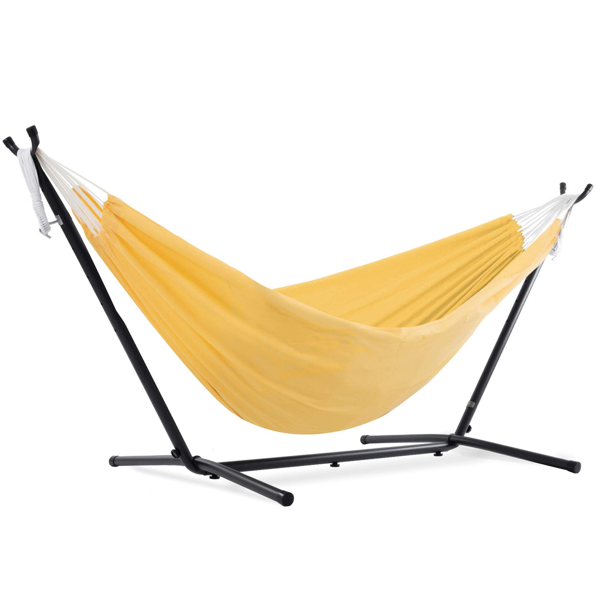 Vivere Double Cotton Hammock, Space Saving Steel Stand, Blue Lagoon, 9 Ft