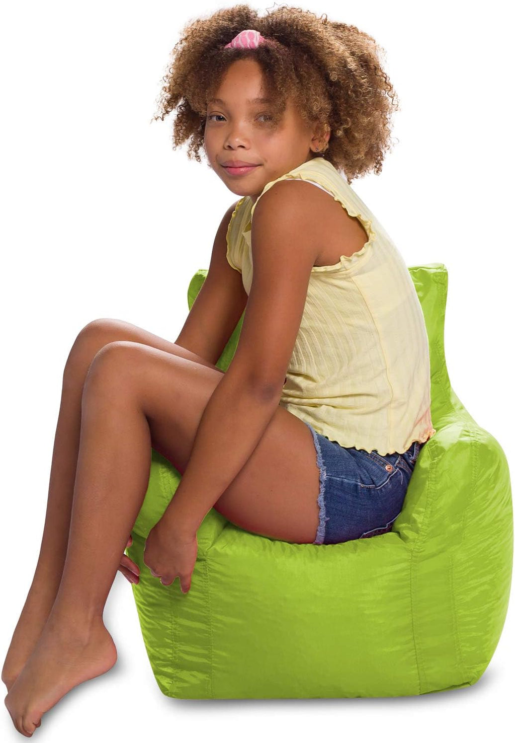 Posh Creations Pasadena Bean Bag Toddlers and Kids, Comfy Chair for Children, Soft Nylon-Lime