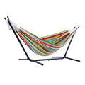 Vivere Double Cotton Hammock, Space Saving Steel Stand, Blue Lagoon, 9 Ft