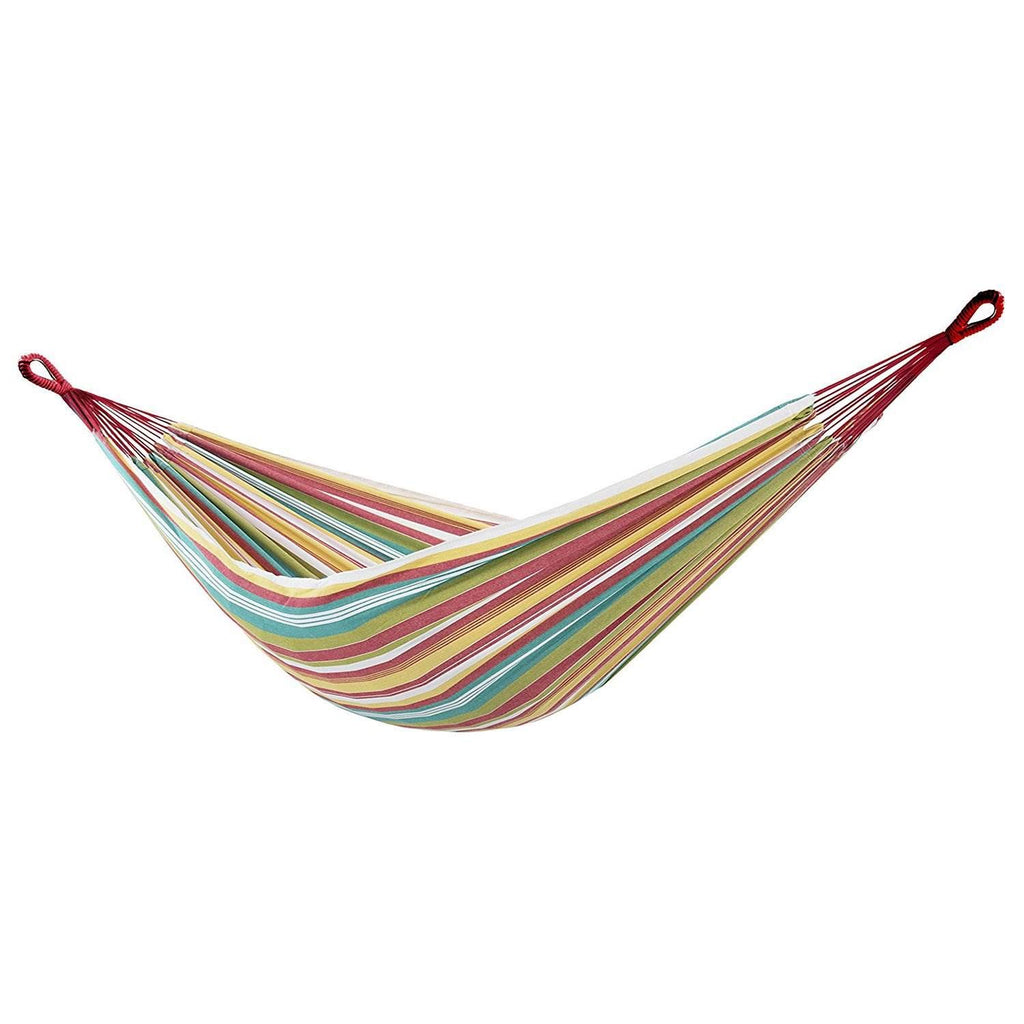 Vivere Brazilian Style Double Outdoor Cotton Hammock with Carry Bag, Cayo Reef
