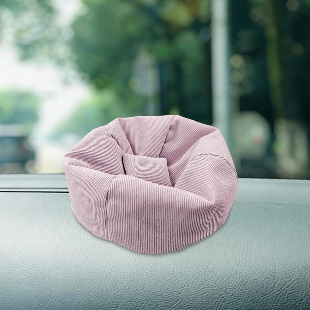 Toy Bean Bag Chair Car Dashboard Decoration, Mini Soft Automotive Lazy Sofa Ornament with Pillows, Cute Vehicle Interior Puppet Seat Accessories for Display Toy (Pink)