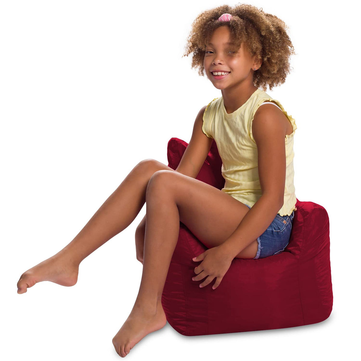 Posh Creations Pasadena Bean Bag Toddlers and Kids, Comfy Chair for Children, Soft Nylon-Lime