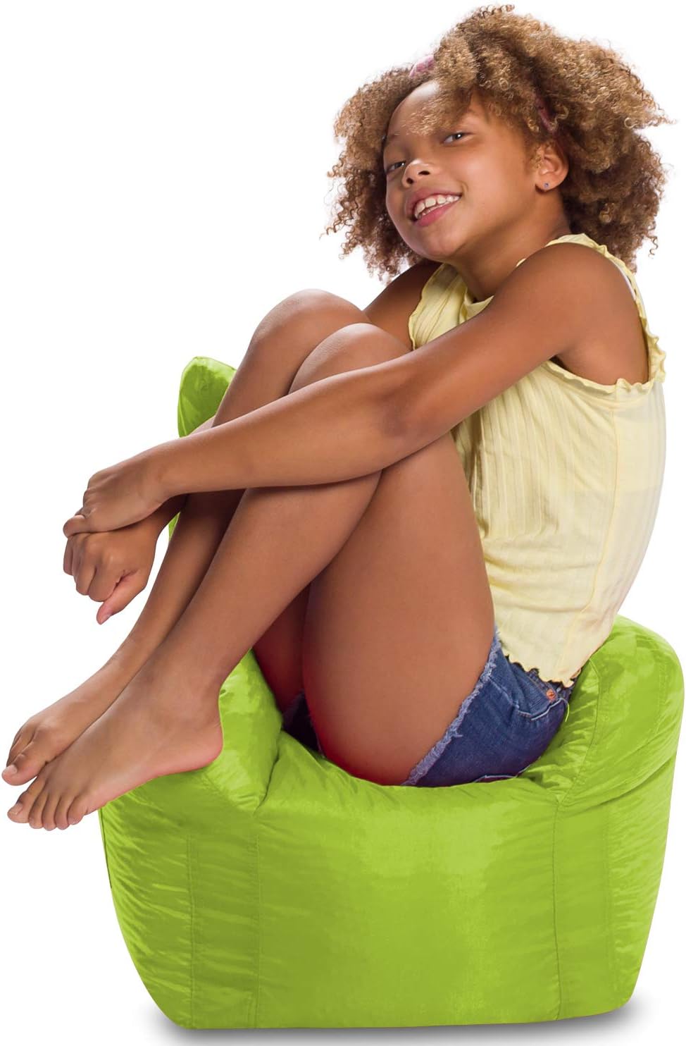 Posh Creations Pasadena Bean Bag Toddlers and Kids, Comfy Chair for Children, Soft Nylon-Lime