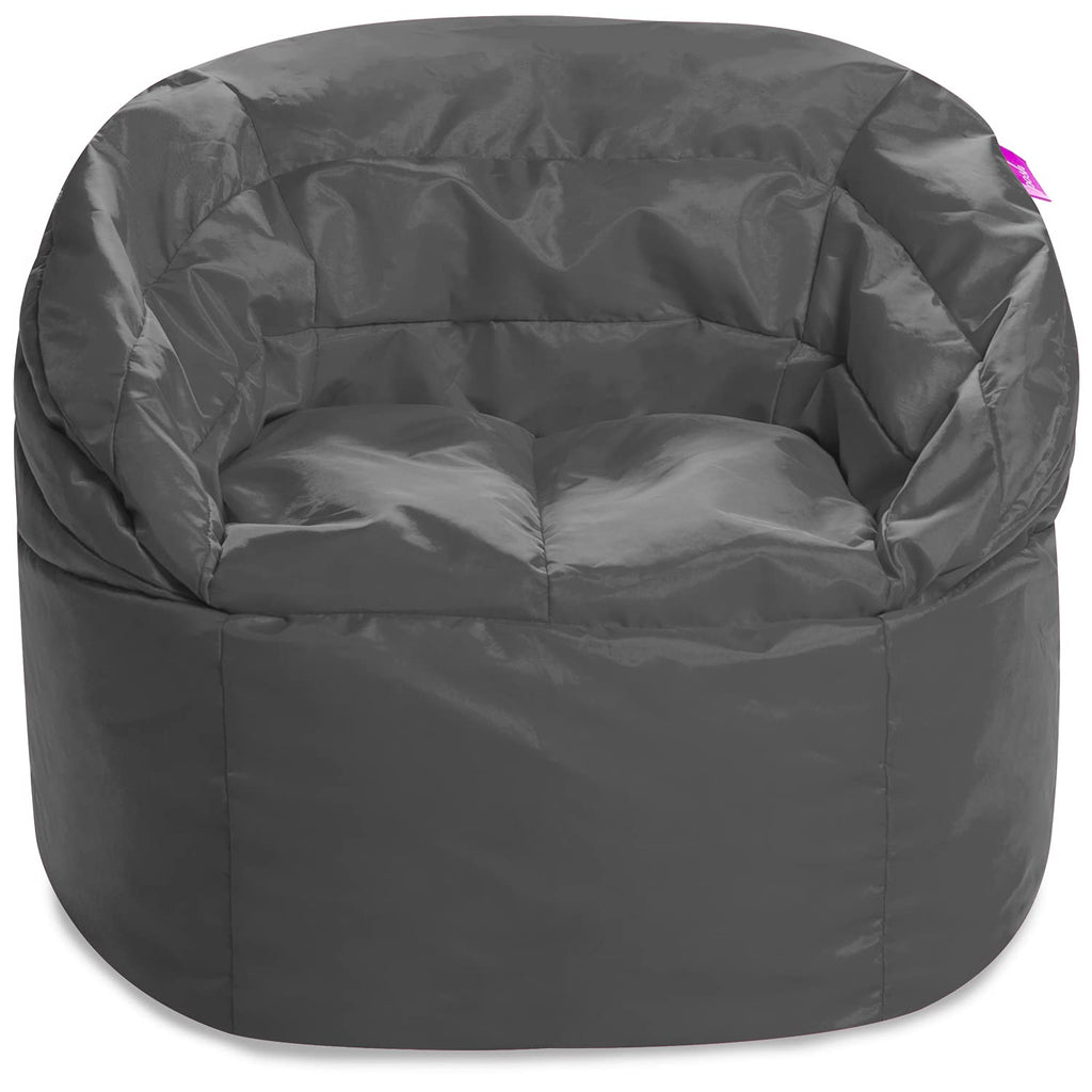 Posh Creations Structured Comfy Bean Bag Chair for Gaming, Reading, and Watching TV, Malibu Lounge, Canvas - Forest Critters on White