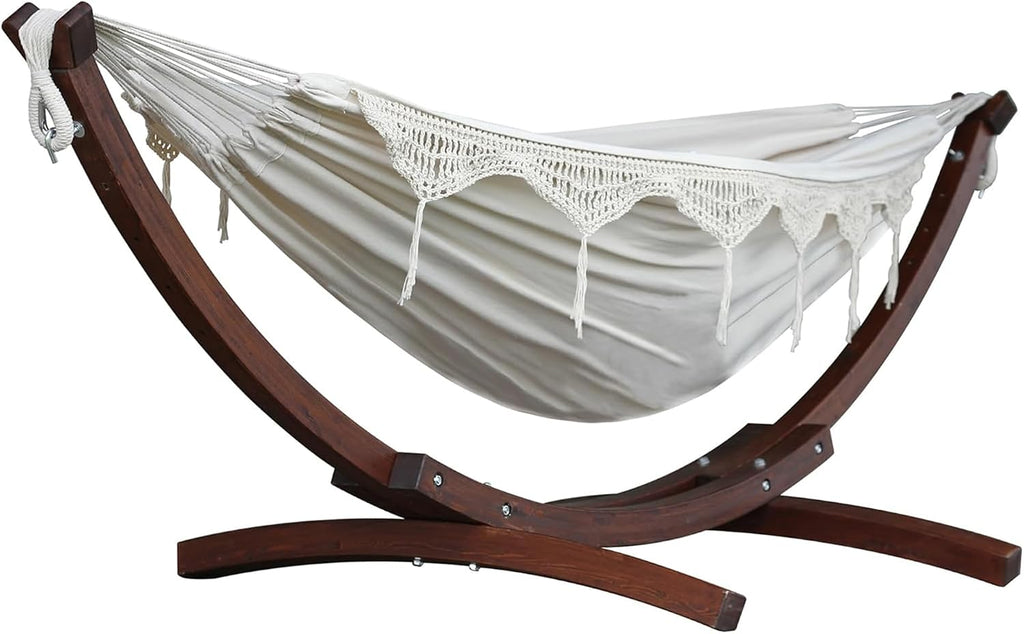 Vivere Solid Pine Wood Hammock Combo, Natural