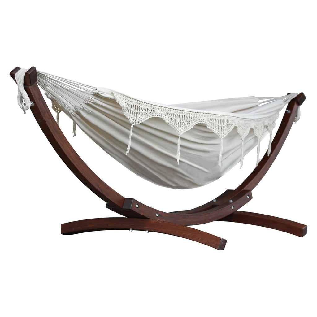 Vivere Solid Pine Wood Hammock Combo, Natural