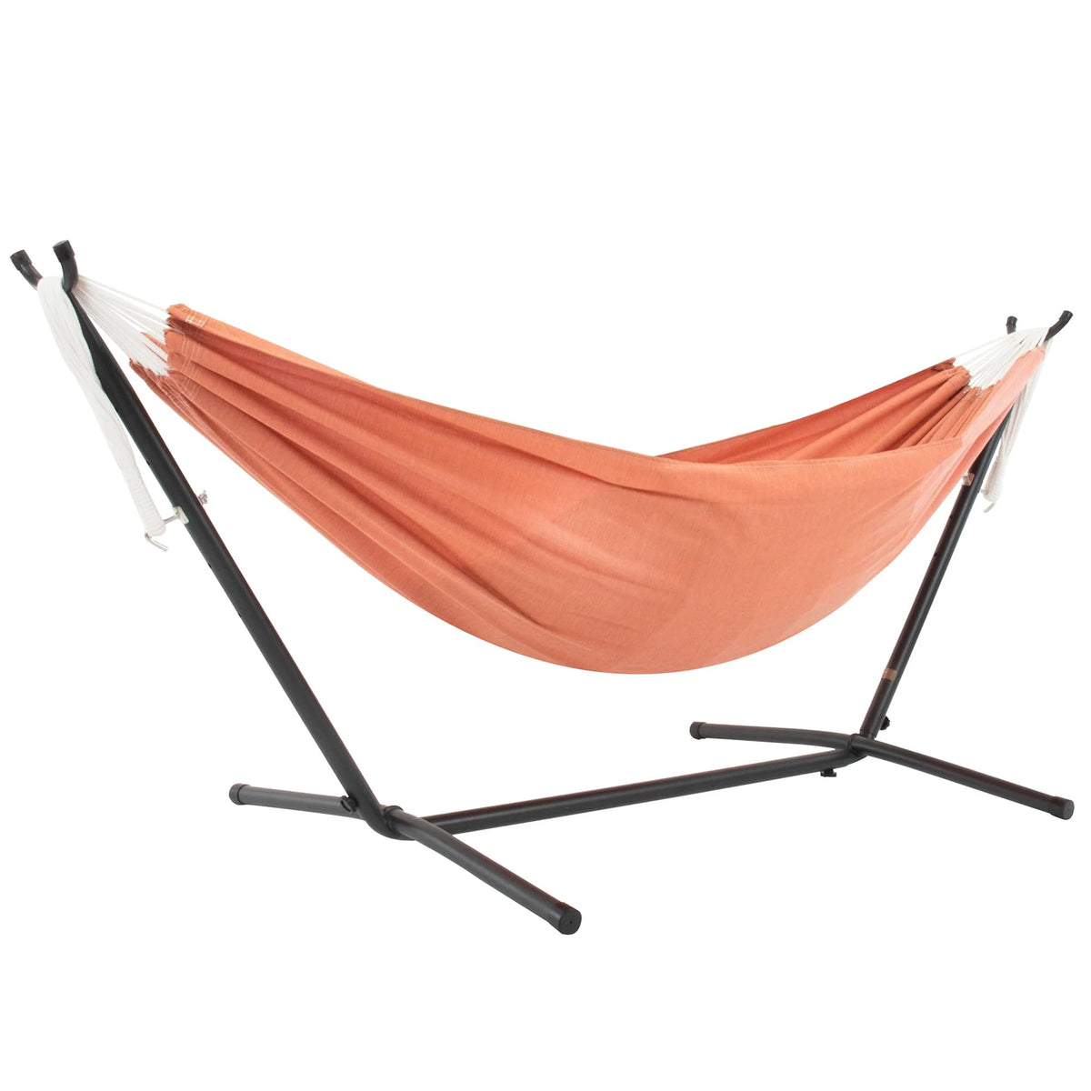 Vivere Double Cotton Hammock, Space Saving Steel Stand, Blue Lagoon, 9 Ft
