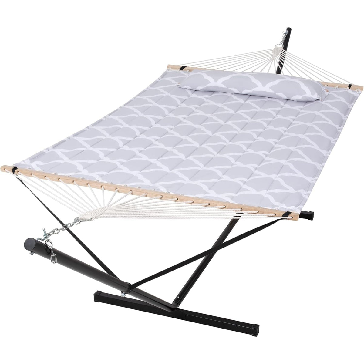 SUNCREAT Extra Large Double Hammock with Stand, 475lbs Capacity, Grey