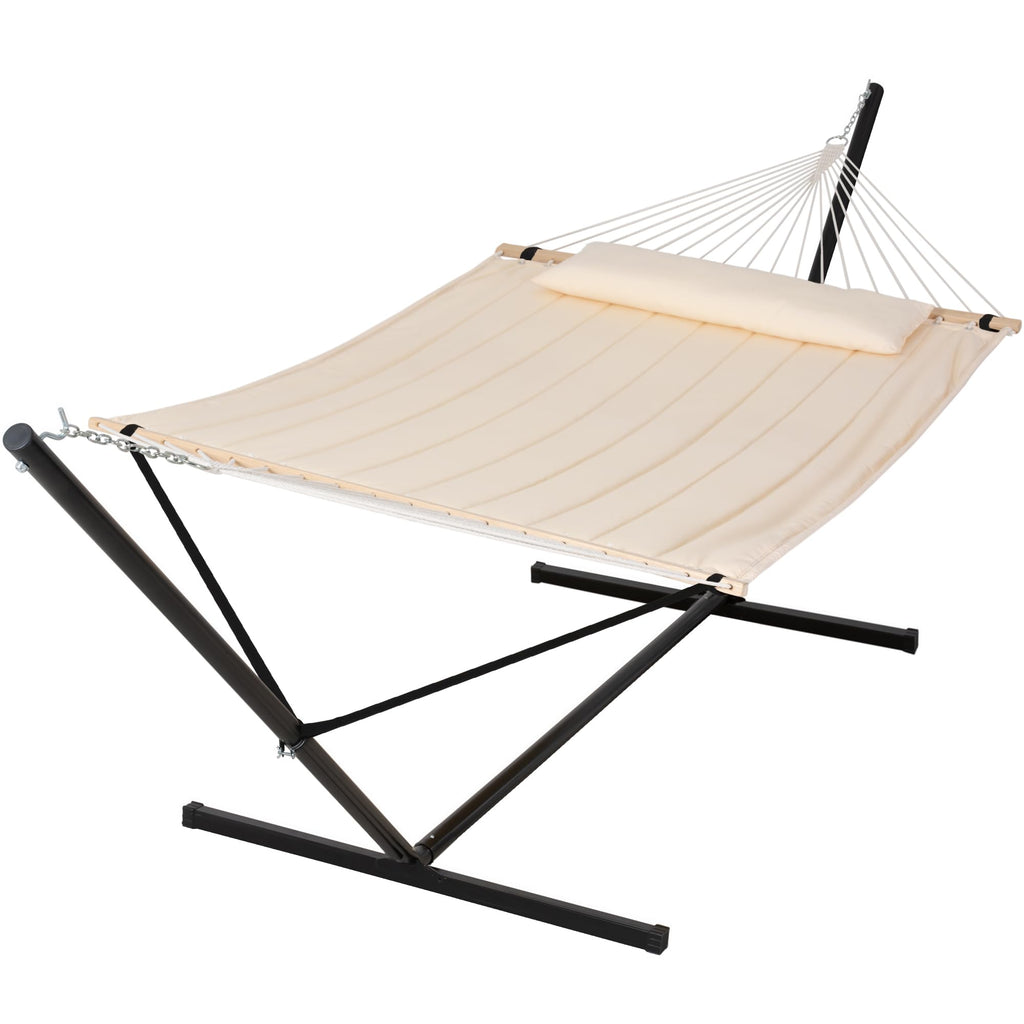 SUNCREAT Extra Large Double Hammock with Stand, 475lbs Capacity, Grey