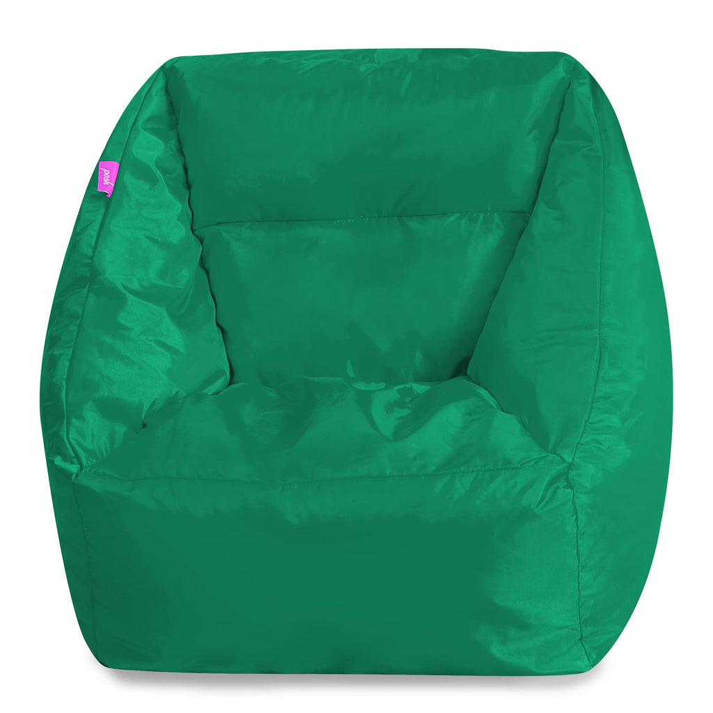 Posh Creations Structured Comfy Bean Bag Chair for Gaming, Reading, and Watching TV, Malibu Lounge, Canvas - Forest Critters on White