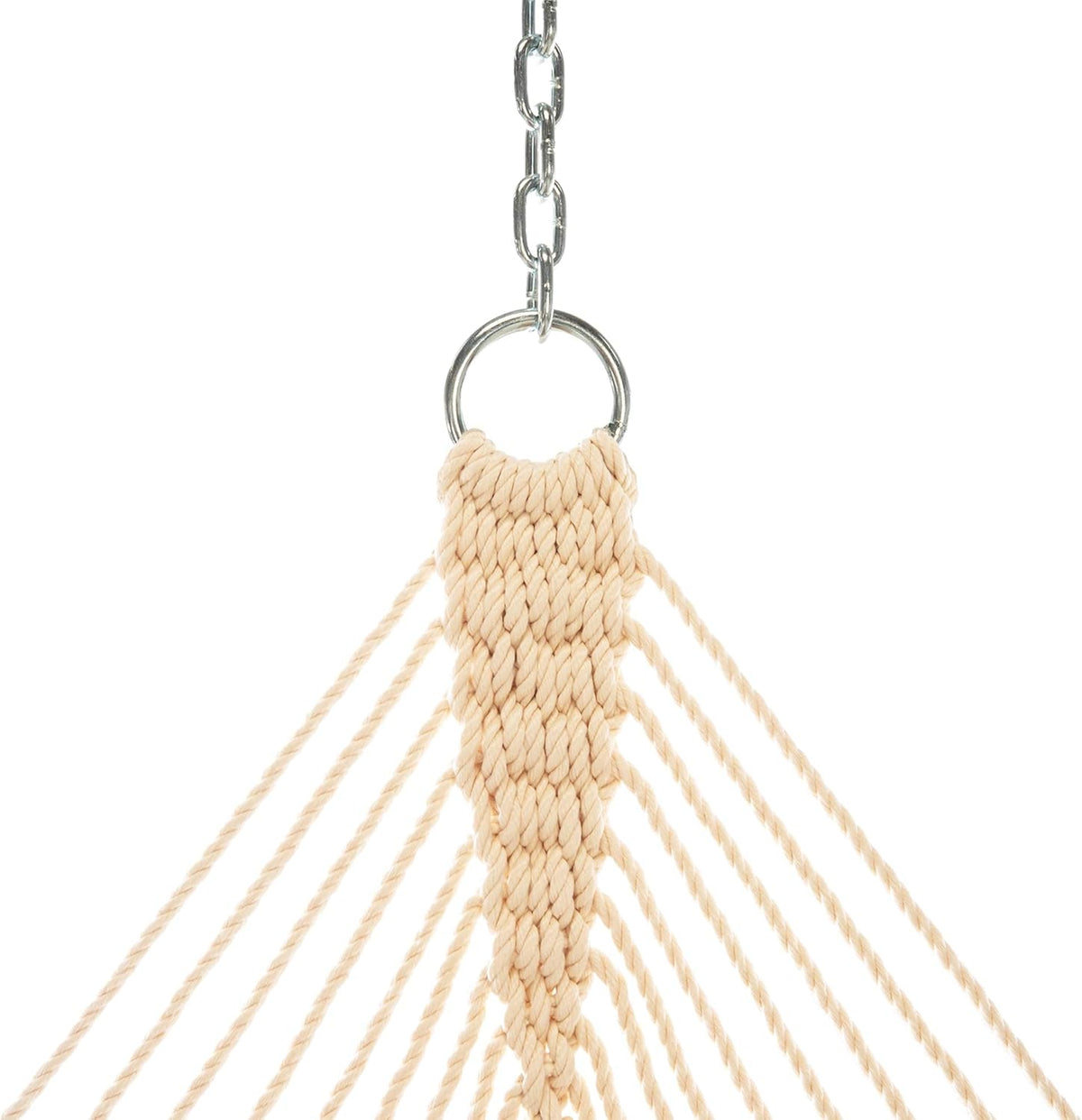 Original Pawleys Island Deluxe Oatmeal DuraCord Rope Hammock – 13 ft. x 60 in., 2-Person, 450 lb Capacity, Oak Spreader Bar, Zinc-Plated Hardware, Handcrafted in the USA