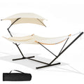 SUNCREAT 2 Person Hammock with Stand for Outside, Brown