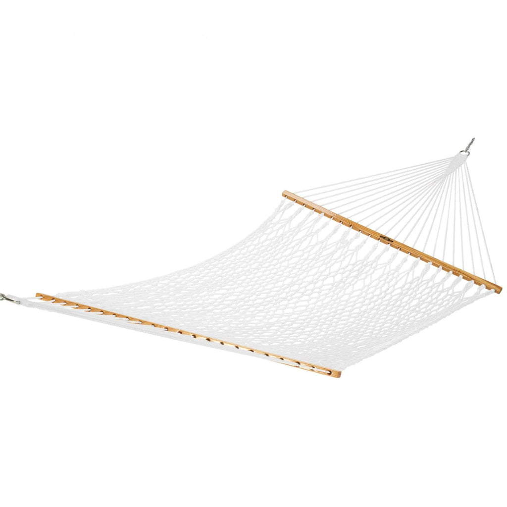 Original Pawleys Island Deluxe Oatmeal DuraCord Rope Hammock – 13 ft. x 60 in., 2-Person, 450 lb Capacity, Oak Spreader Bar, Zinc-Plated Hardware, Handcrafted in the USA