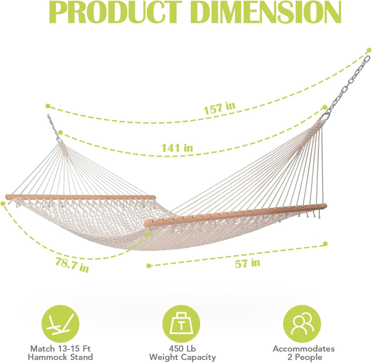 Lazy Daze 12 Ft Double Rope Hammock, Traditional Hand Woven Mesh Hammock