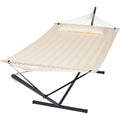 SUNCREAT Extra Large Double Hammock with Stand, 475lbs Capacity, Grey