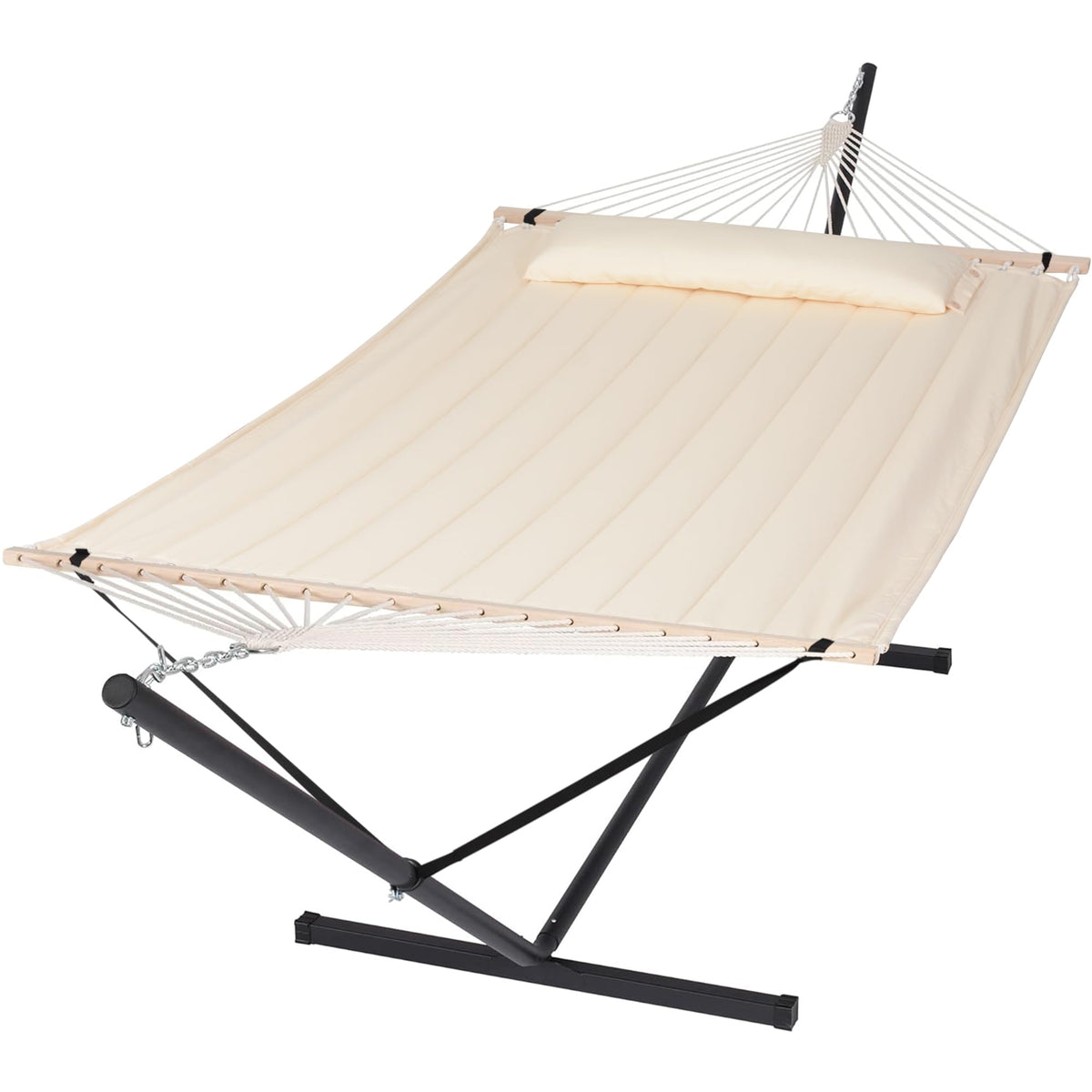 SUNCREAT Extra Large Double Hammock with Stand, 475lbs Capacity, Grey