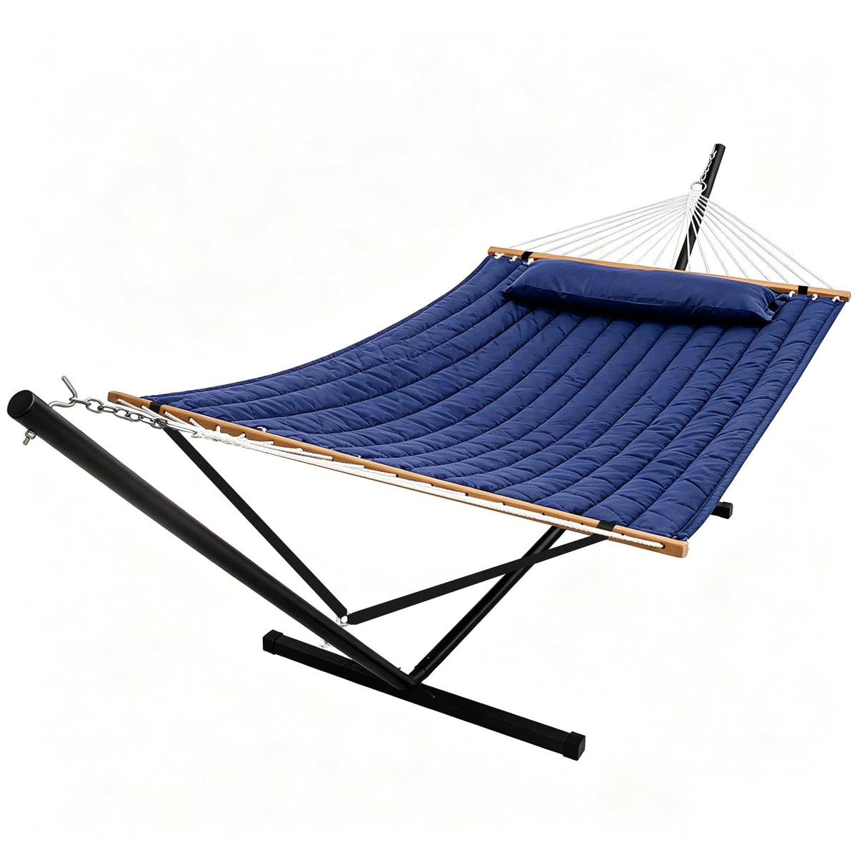 Portable Outdoor Hammock with Stand, Heavy Duty Hammock with Carrying Bag, Soft Pillow, Balance Ropes