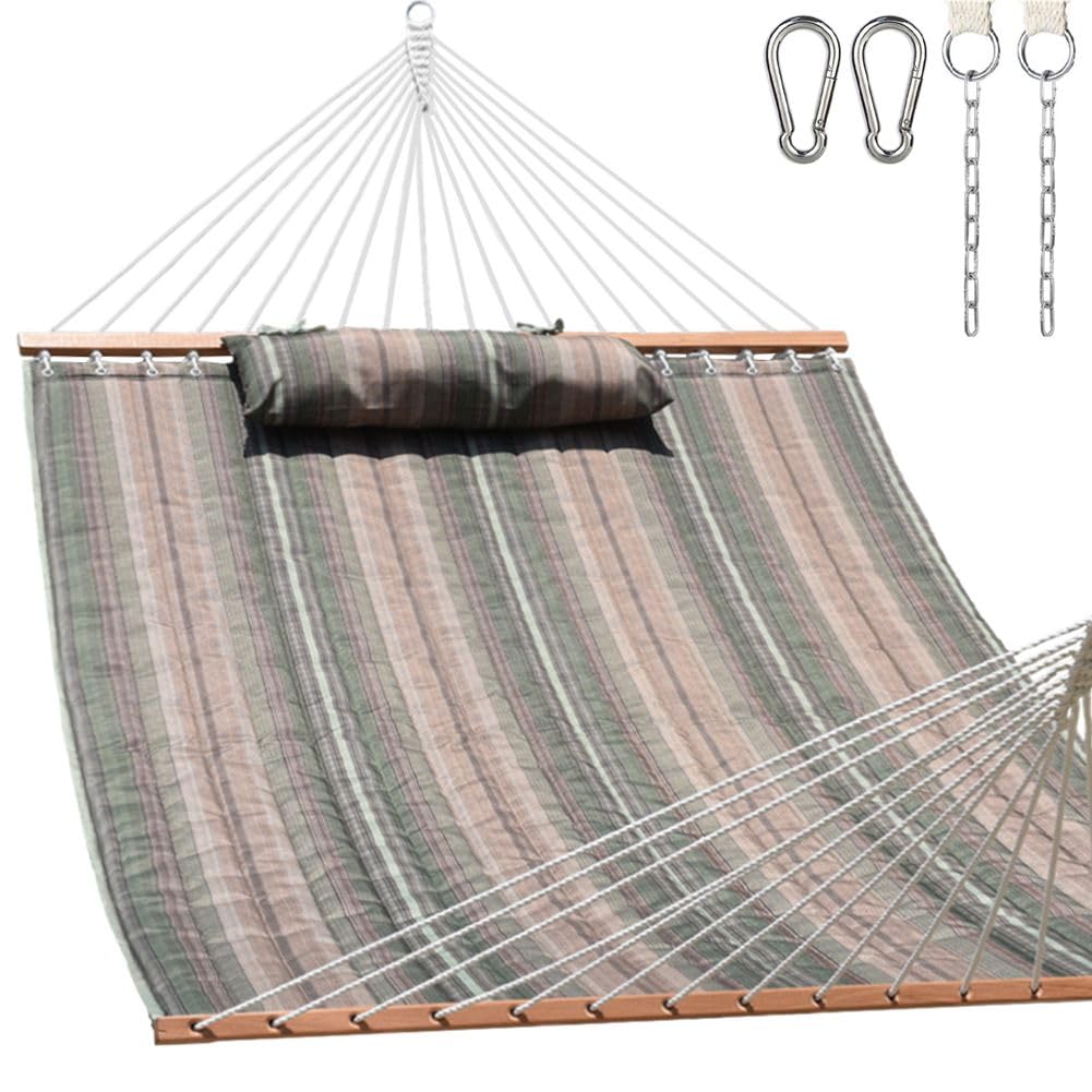 Lazy Daze 12FT Double Quilted Hammock for Outside with Pillow, Floral Auqa