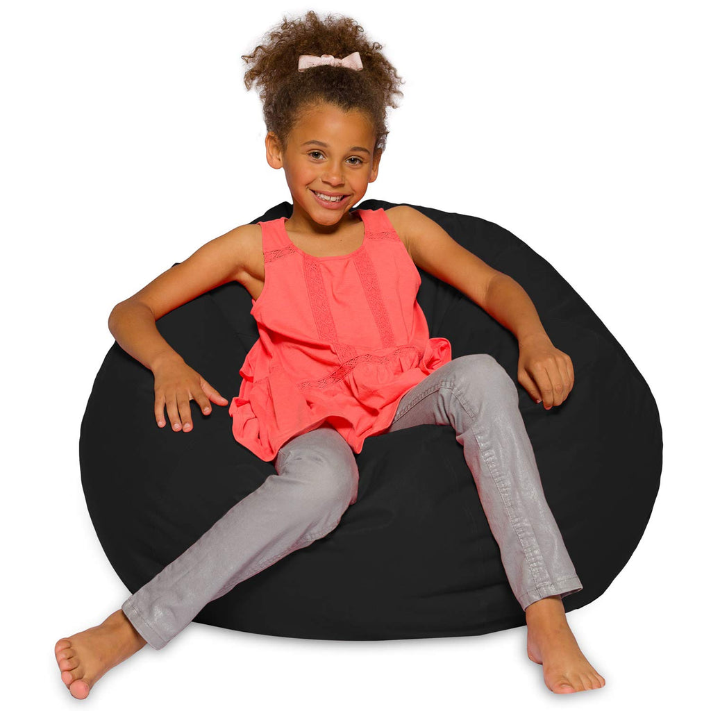 Posh Creations Structured Comfy Bean Bag Chair for Gaming, Reading, and Watching TV, Malibu Lounge, Canvas - Forest Critters on White