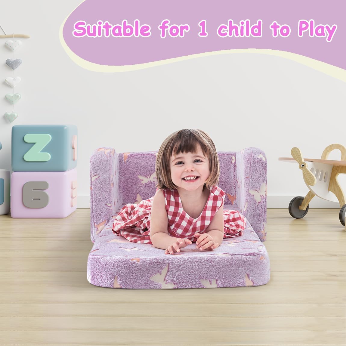 Comfy Kids Chair and Couch, 2-in-1 Fold Out Convertible Kids Chair