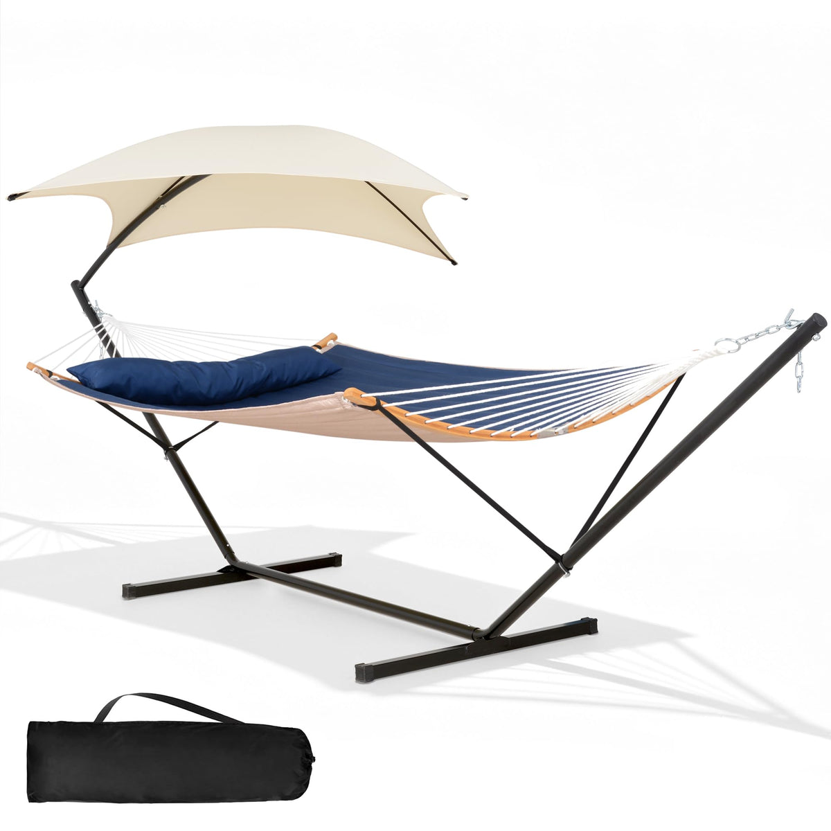 SUNCREAT 2 Person Hammock with Stand for Outside, Brown