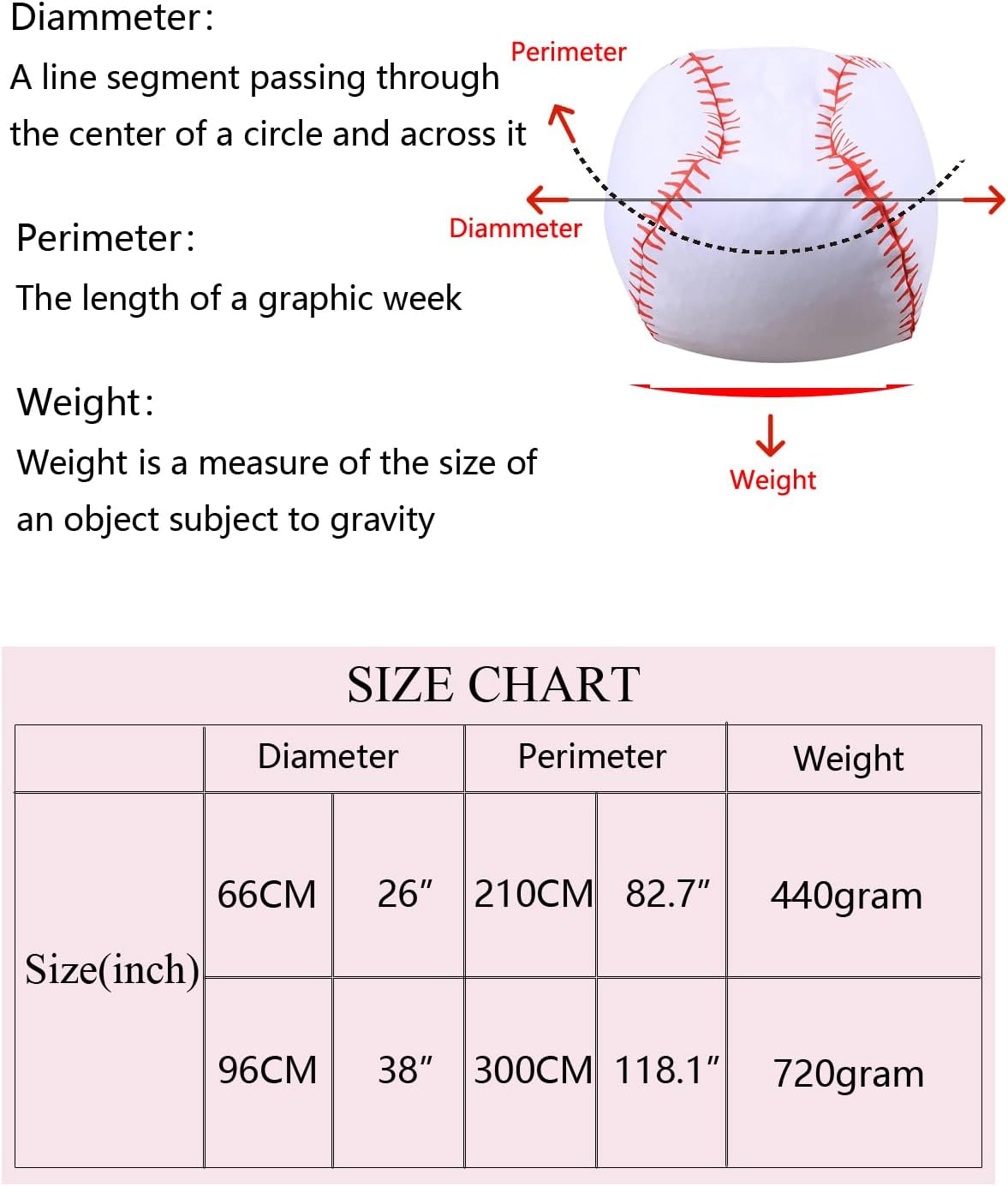 Colorful House Stuffed Animal Storage Bean Bag Chair for Kids and Adults, Lightweight Bean Storage Bag Cover for Organizing Blankets Clothes (26 inches, Baseball)
