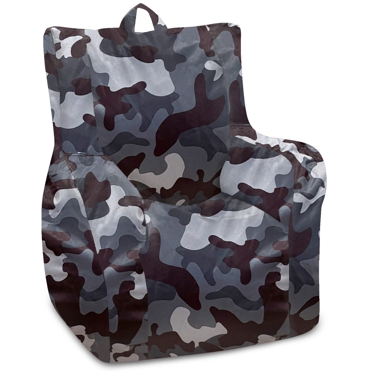 Posh Creations Structured Comfy Bean Bag Chair for Gaming, Reading, and Watching TV, Malibu Lounge, Canvas - Forest Critters on White