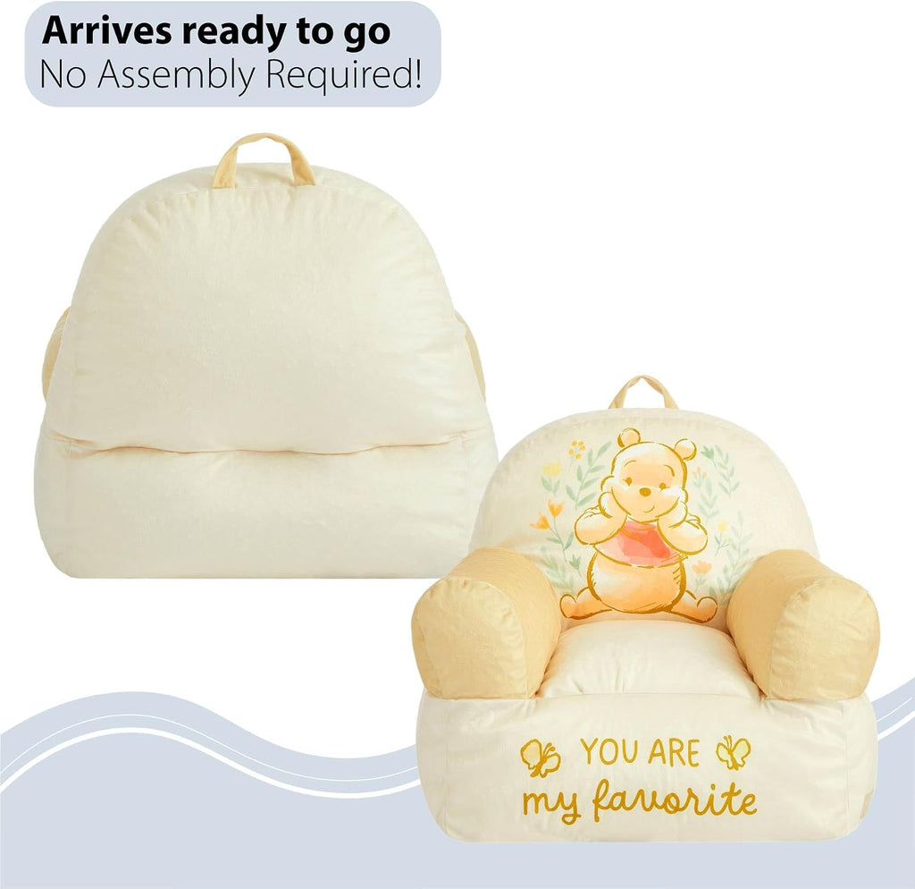 Disney Winnie the Pooh Kids Sofa Bean Bag Armchair, Soft Plush Lounge Chair for Bedroom or Playroom