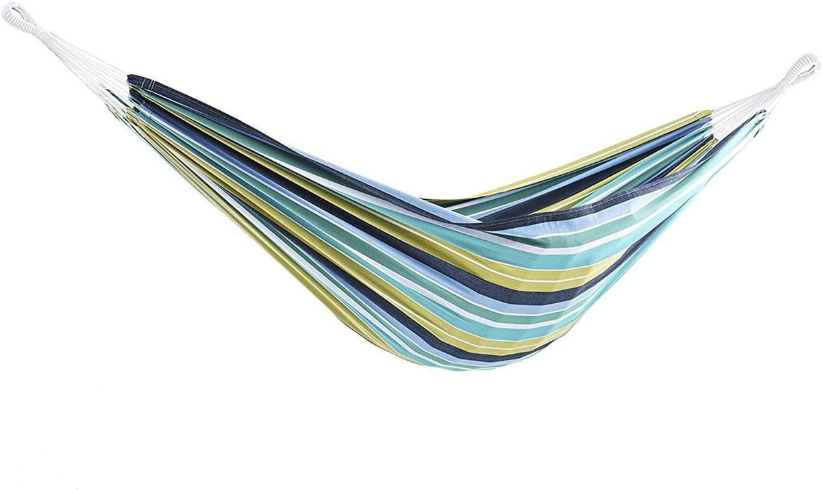Vivere Brazilian Style Double Outdoor Cotton Hammock with Carry Bag, Cayo Reef