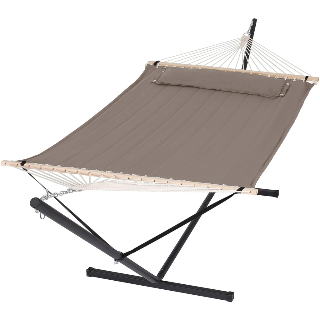 SUNCREAT Extra Large Double Hammock with Stand, 475lbs Capacity, Grey