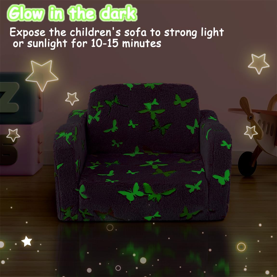 Comfy Kids Chair and Couch, 2-in-1 Fold Out Convertible Kids Chair