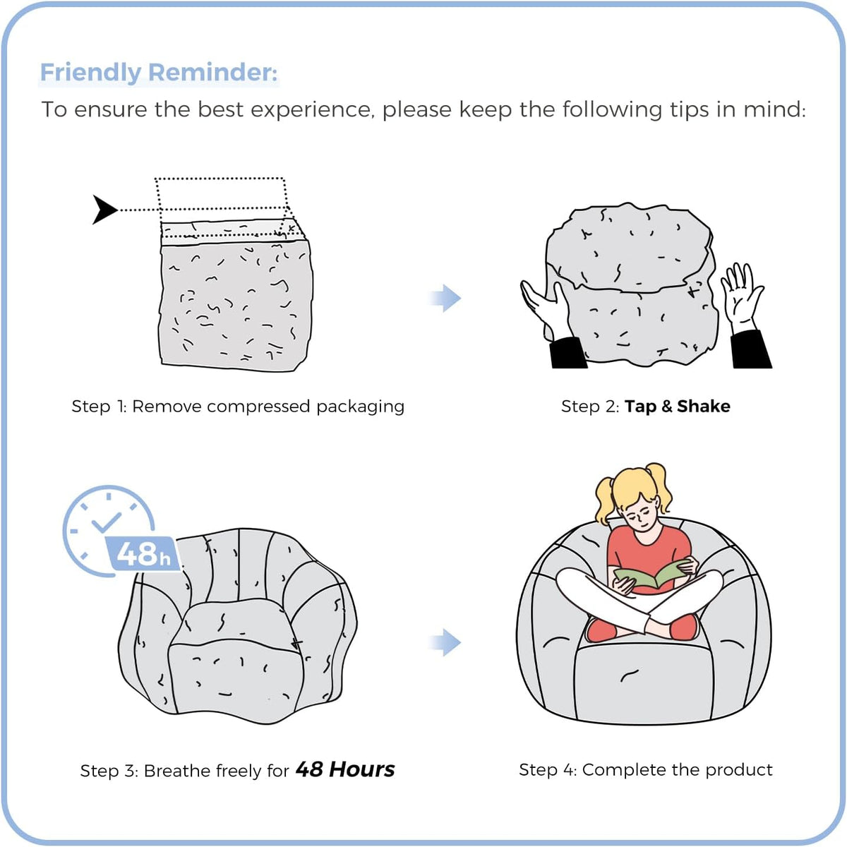MAXYOYO Bean Bag Chair for Kids, Shell Shaped Bean Bag Sofa Floor Sofa