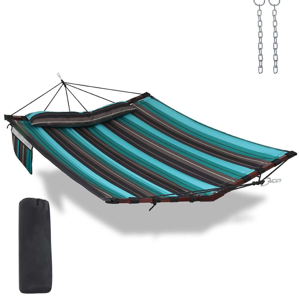 TegerDeger 12FT 2 Person Hammock with Stand V-Shape Spreader Bar - Beige