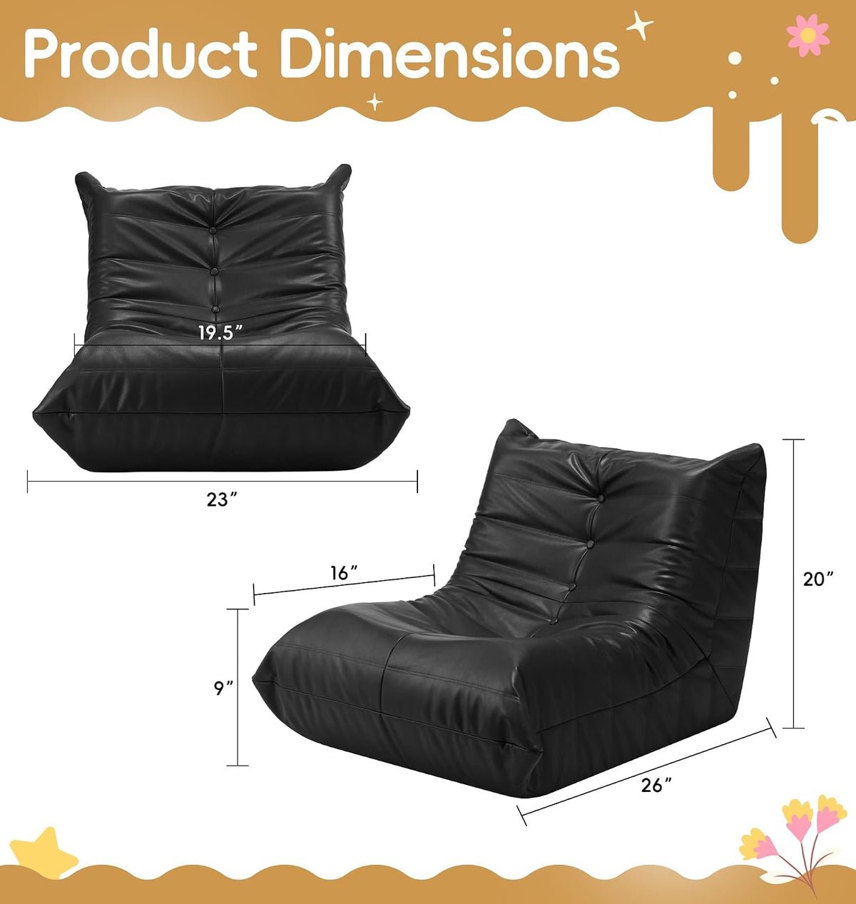 Hobestluk Kids Bean Bag Chair Small Beanbag Couch with Leather Fabric