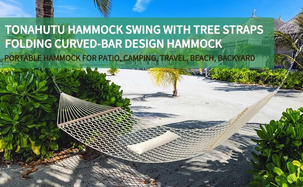 Traditional Rope Double Hammock, 450 lbs Capacity, Natural