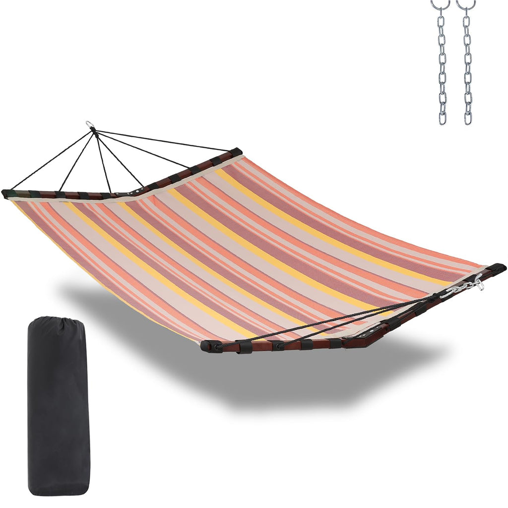 TegerDeger 12FT 2 Person Hammock with Stand V-Shape Spreader Bar - Beige