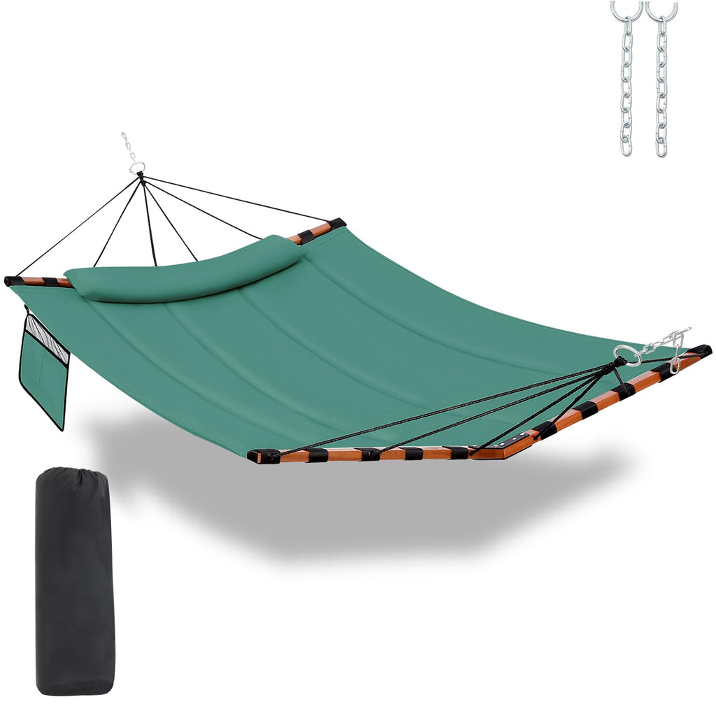 TegerDeger 12FT 2 Person Hammock with Stand V-Shape Spreader Bar - Beige