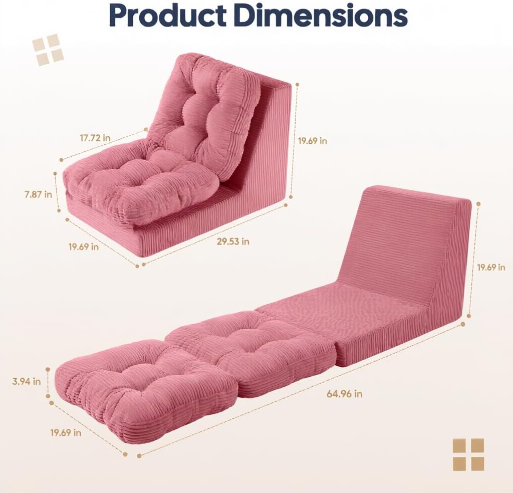 COMAX Bean Bag Chairs for Kids, 3-in-1 Foldable Kids Sofa Couch